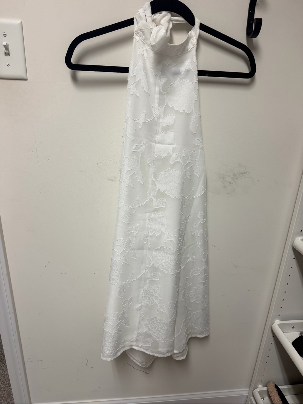 Showpo White Halter Midi Dress with Floral Lace Overlay